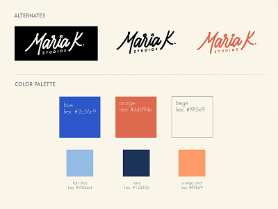 Brand Colors Guide - Maria K. Studios brand design brand guide brand guideline brand guidelines brand identity branding branding design freelancer icon logo logo design logotype typography vector