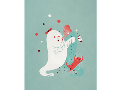 Bubbles And Laughs bubbles card cat cute fun ghost illustration illustrator monster poster vintage