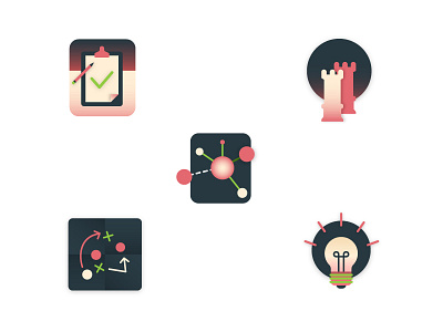 Strategy Icons Set chess colorful icon icon set icons illustrator pink strategy