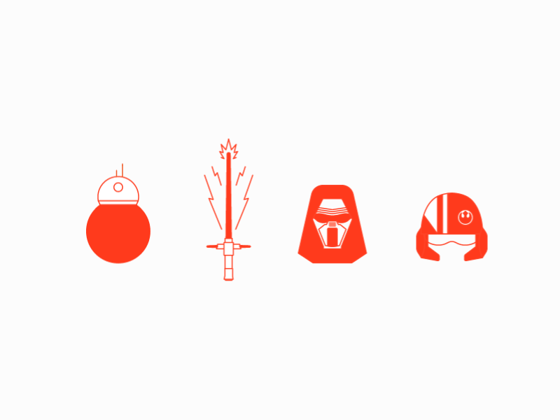 Star Wars Bandwagon animation bb8 icons illustration kylo ren lightsaber motion movie star wars