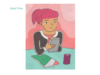 quiet time art game girl illustration magazine photoshop pink purple quiet time