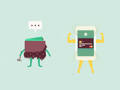 Poor wallet, awesome Touch Pay android caveman cute google green illustration money pay touch wallet