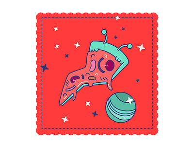 Pizza, lonely in space cute food hungry illustrator pizza space stars