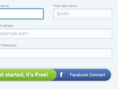 Get Started & Facebook button conversion facebook form input sign up signup