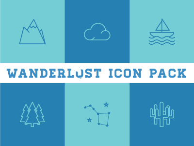 Wanderlust Icon Pack clouds desert forest icons illustration mountains nautical stars