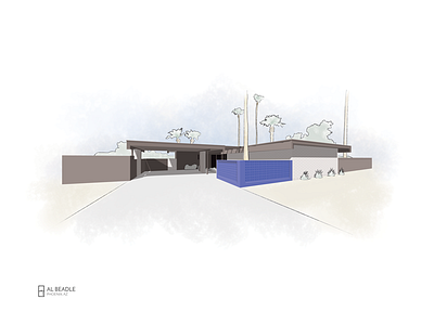 Al Beadle / Phoenix, AZ architecture casa home house illustration mid century modern palms rendering sketch