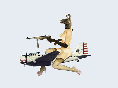 Tina 40s bomber collage llama mp40 pinup propaganda