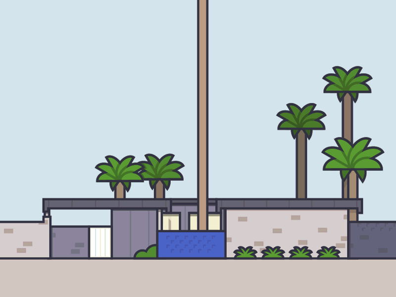 MCM (Mid-Century Mario) animation architecture gif home house mario mcm nes palm smb