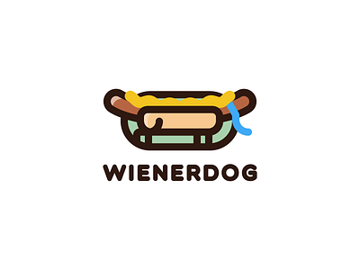Wienerdog animal branding label line art logo mark pet rebound round thicklines weiner woof
