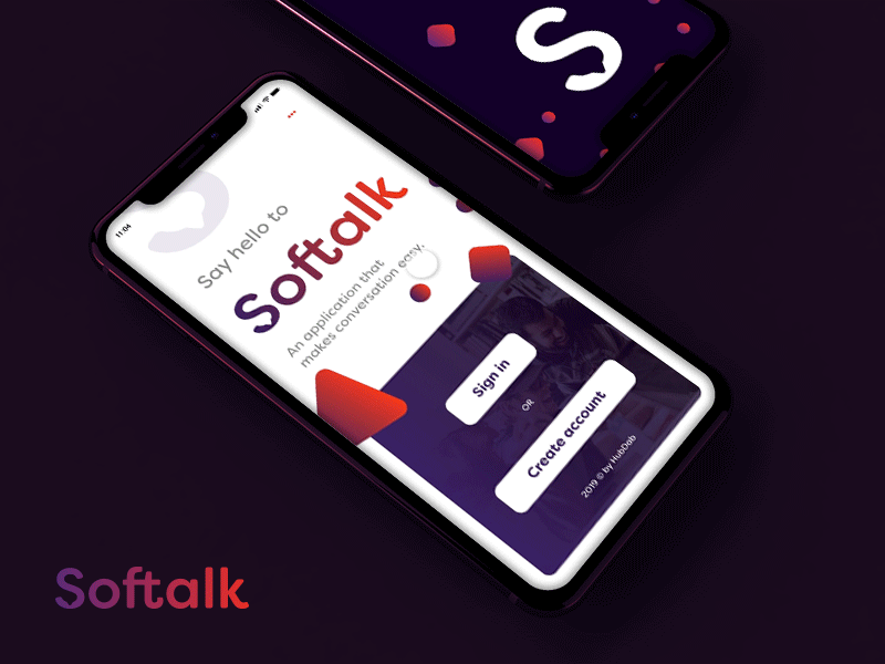 Softalk App – Login page adobe xd animation app branding branding and identity concept design gradient illustrator login page logo mockup photoshop prototype ui ux vector