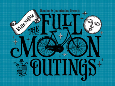 Full Moon Bike Ride bike illustration moon phaeton plaid typography victorian