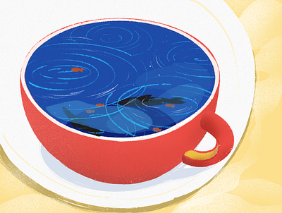 rainy tea art artwork illustration procreate rain summer texture