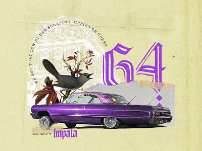 Chevy Impala 64. Collab with my friend Bruno Meira car chevy cholo colagem colagem digital collage collage art collage digital design digital collage graphic design illustration impala lettering type