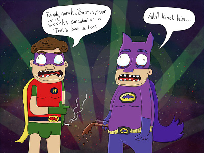 Geordie Batman batman geordie illustration joker newcastle robin the dark knight toon trebs