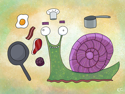Snail Chef By Ed Clews animal character chef food gastropod illustration snail
