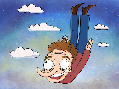 Falling illustration after effects animation blue clouds falling illustration man photoshop sky