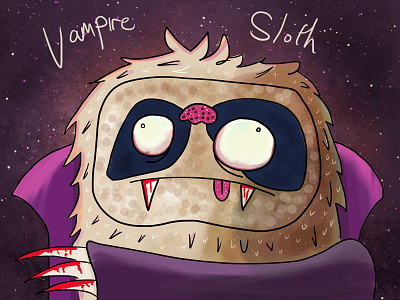 Vampire Sloth animal illustration photoshop sloth