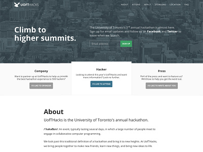 UofTHacks - Exploration #1 blue hackathon landing page web white