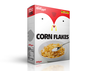 Kellogs Corn Flakes Redesign box cereal cereal box chicken concept corn flakes kelloggs packing red render