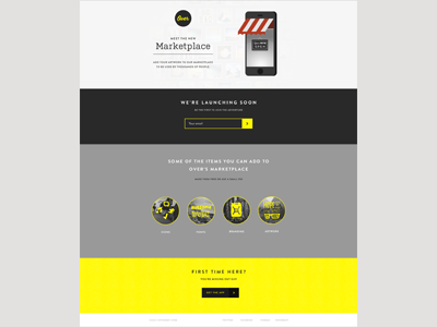 New Over Marketplace marketplace over over app responsive sign up website design yellow