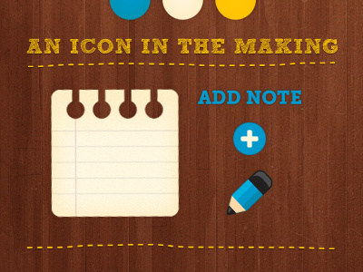An {add note} icon in the making blue icon icons yellow