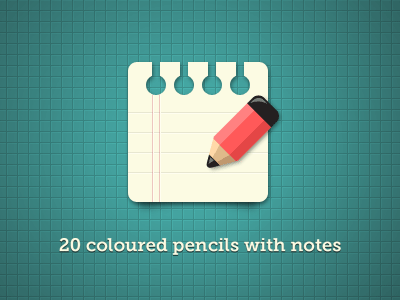20 Coloured pencils with notes