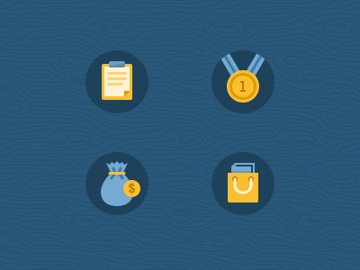 Icons icons navy flip-board medallion shopping bag bag of coins yellow website design ui design