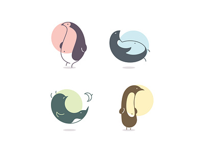 Penguins clean edgy flat glyph icon illustration linabo logo penguin shape simple ui