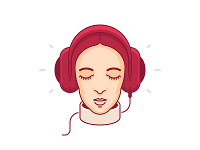 Princess Leia glyph hairstyle headphones icon illustration leia line logo music princess simple starwars