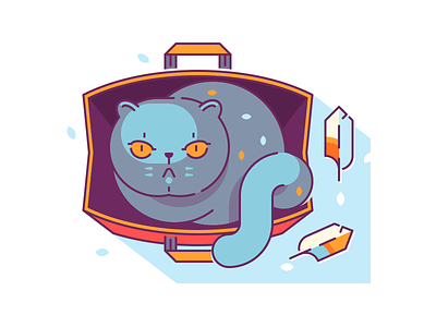Cat & Bag art bag cat color glyph icon illustration line logo shape simple