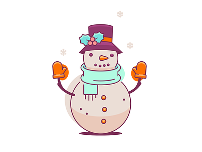 Snowman christmas color icon illustration line snowman