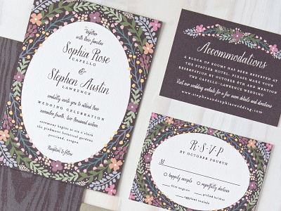 Folk Floral Wedding Suite botanicals design florals graphic design illustration invitation rustic stationery type wedding invitation wedding invite