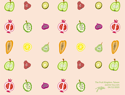 The Fruit Kingdom, Taiwan art branding design flat fruit icon illustration illustrator logo pattern vector