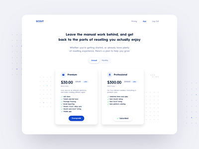 Scout Pricing Mockup app design ui ux web