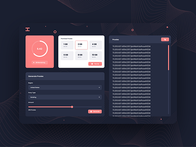 Hayha Proxies Dashboard app design ui ux web