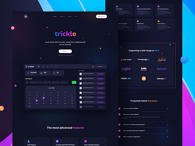 Trickle Landing Page app clean design graphic design illustration minimal ui ux web website