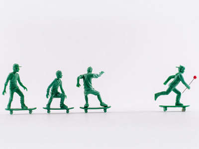 Keeping Up With Data Skaters analog figurines minimal minimalist photography skateboard skaters toys
