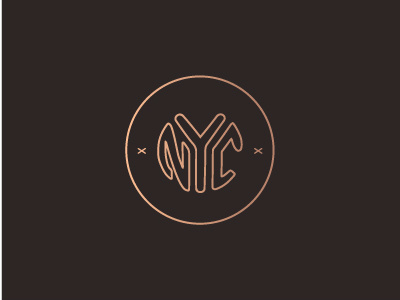 New York City coin copper gradient line art logo new york nyc token x