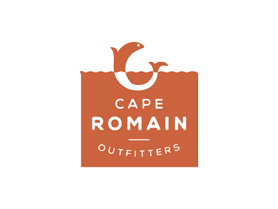 Cape Romain Outfitters Logo branding circle design fish logo mark red round square type water