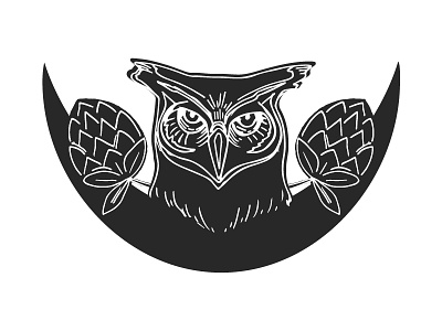 Wise One beer hops label line art logo moon owl packaging sketch wise