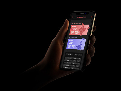 Corona-Info 3.0 adobe xd android animation app coronavirus dailyui dark ui dashboard dribbble dribbble invite druhin illustration minimal mobile mockup psd night mode product design ui ux web