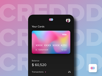 CREDDD - Credit Card Managing App adobe xd bank banking branding cards clean creddd credit card design dribbble dribbble invite druhin finance flat minimal mobile mobile ui typography ui ux