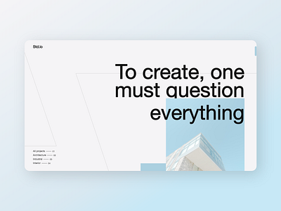 Std.io - Architecture Design Concept abstract adobe xd animation architecture branding building clean dailyui design dribbble druhin flat industrial invite minimal studio typography ui ux webdesign