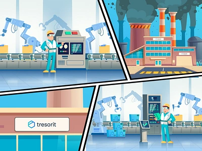 Tresorit Playoff - An Encryption Factory adobe xd animation branding clean comic art design dribbble dribbble invite druhin encryption factory flat illustration illustrator logo logo design logodesign minimal playoff tresorit