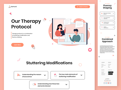 Stamurai - WebDesign | Our Therapy Protocol adobe xd branding clean design druhin flat landing page landing page design minimal mobile protocol stammering stamurai therapy typography ui ux web design