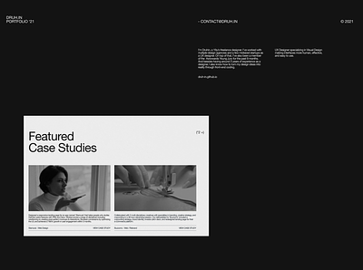 Portfolio ‘21 adobe xd black branding clean design dribbble druhin figma flat minimal portfolio typography ui web design