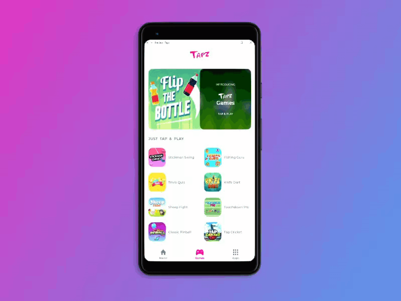 Tapz - The All In One App (Coming Soon) adobe xd android animation app app design appstore branding clean design flat gameshow icon logo minimal mobile playstore ui ux web