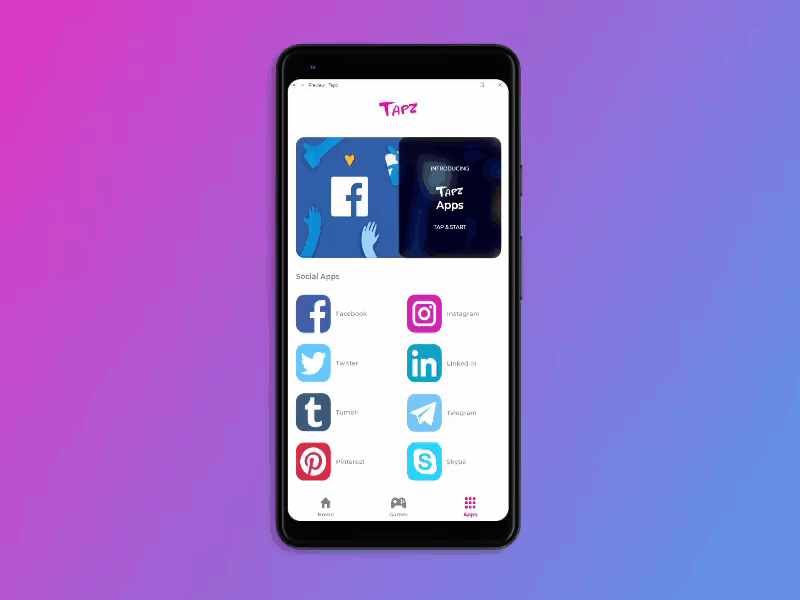 Tapz - The All In One App - Improved Apps Page (Coming Soon)