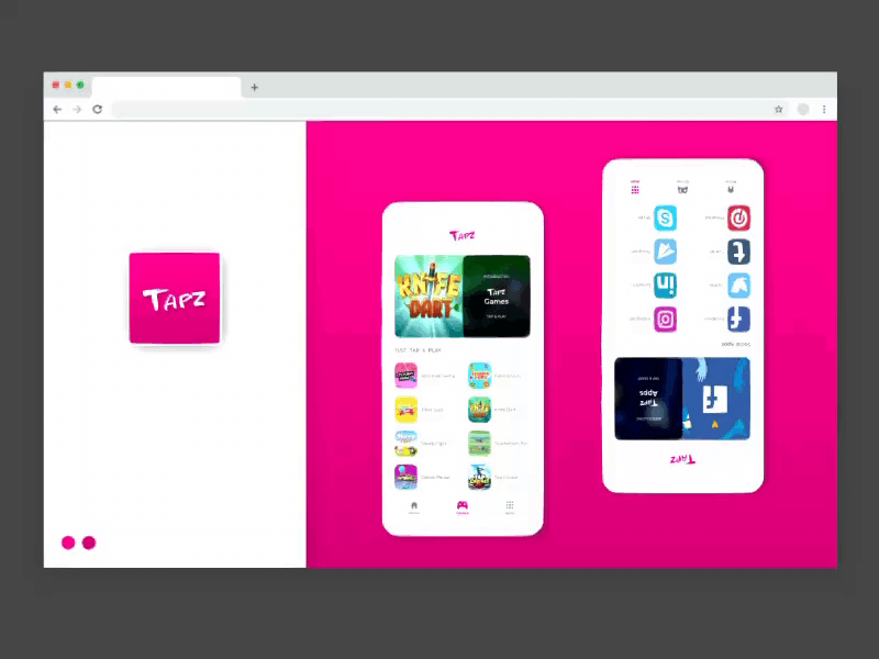Tapz - The All In One App - Apps & Games page animation