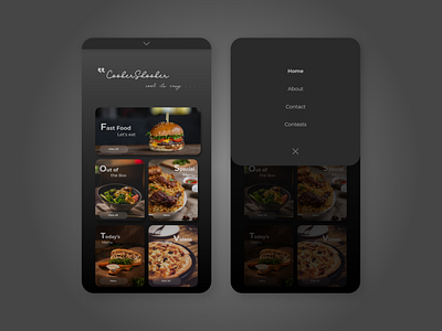 CookerShooker - Mobile Web Design - Food Website - Landing page adobe xd app black branding clean design druhin flat food food app minimal mobile mobile app mobile ui typography ui ux web design web development website